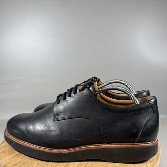 S Samuel Hubbard Founder Mens Sz 9.5 W Oxford Dress Shoes Black Leather‎